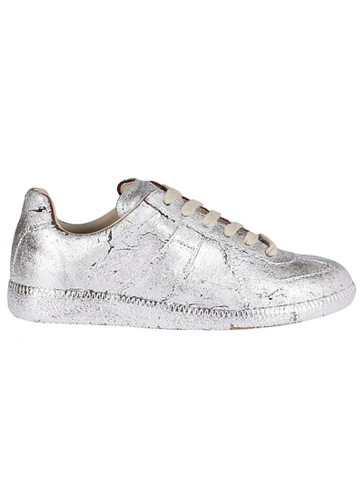 Shop Maison Margiela Replica Foiled Sneakers In Silver