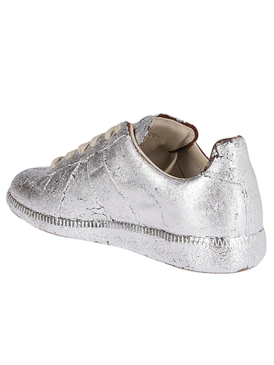 Shop Maison Margiela Replica Foiled Sneakers In Silver