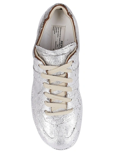 Shop Maison Margiela Replica Foiled Sneakers In Silver