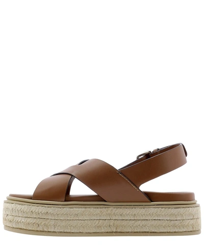 Shop Prada Flatform Espadrille Sandals In Brown