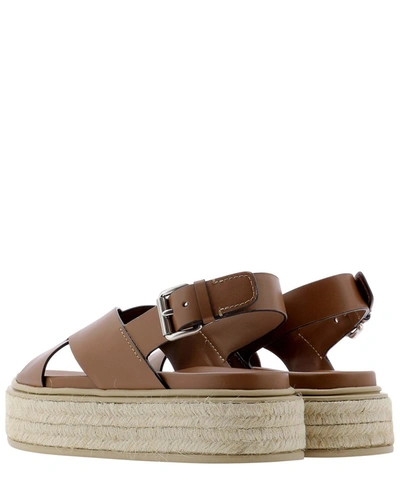 Shop Prada Flatform Espadrille Sandals In Brown