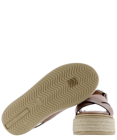 Shop Prada Flatform Espadrille Sandals In Brown