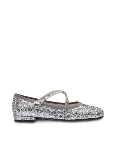 Shop Miu Miu Glitter Round In Silver