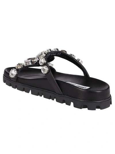 Shop Miu Miu Slip On Sandals In Black
