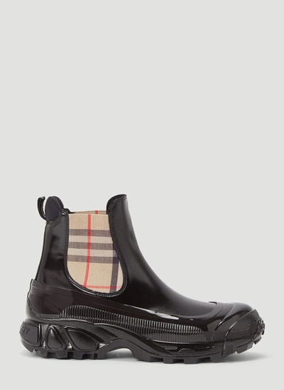 Shop Burberry Vintage Check Chelsea Boots In Black