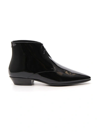 Shop Saint Laurent Jonas Laced Ankle Boots In Black