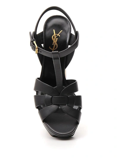 Shop Saint Laurent Tribute Platform Sandals In Black