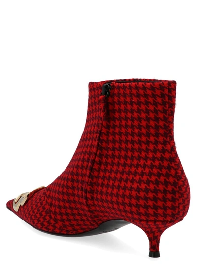 Shop Balenciaga Bb Houndstooth Ankle Boots In Red