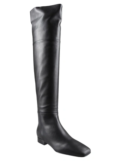 Shop Versace Safety Pin Flat Boots In Black