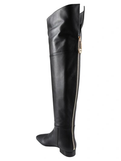 Shop Versace Safety Pin Flat Boots In Black