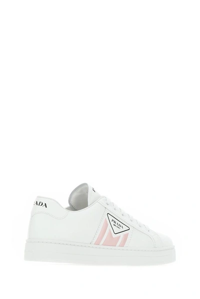 Shop Prada Panelled Motif Sneakers In White