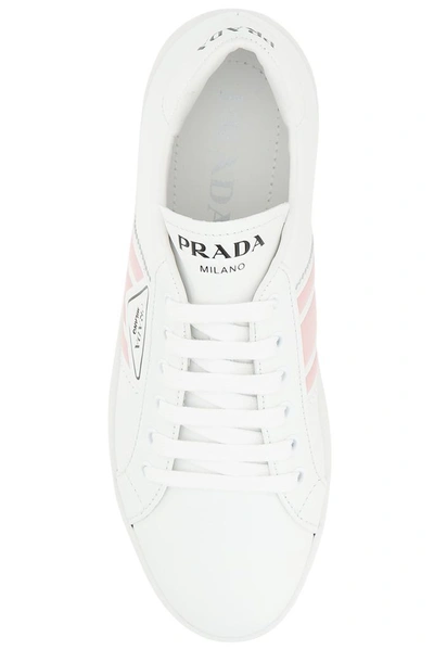 Shop Prada Panelled Motif Sneakers In White