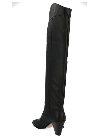 Shop Aquazzura Go West Embellished Knee High Boots In Black