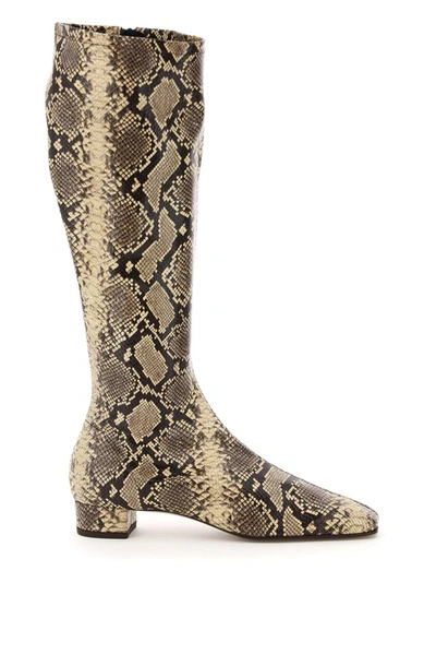 Shop By Far Edie Animal Print Knee In Multi