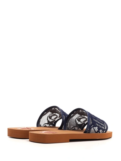 Shop Chloé Lace Logo Sandals In Blue