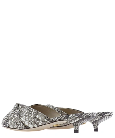 Shop Dolce & Gabbana Embossed Knot Detail Mules In Grey