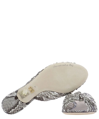 Shop Dolce & Gabbana Embossed Knot Detail Mules In Grey