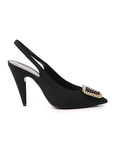 Shop Saint Laurent St Sulpice Slingback Pumps In Black