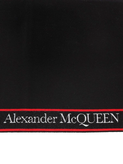 Shop Alexander Mcqueen Logo Fringe Scarf In Black