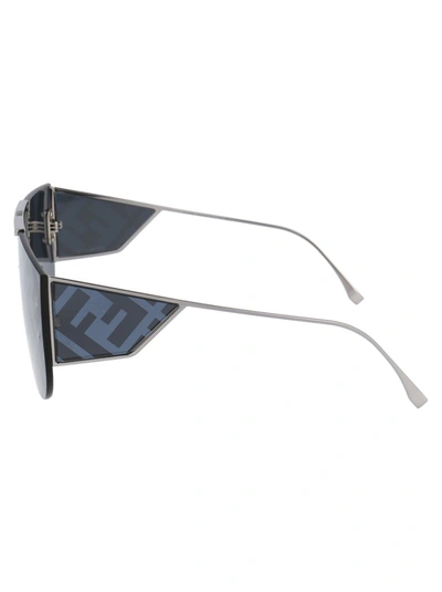 Shop Fendi Eyewear Ff Motif Shield Frame Sunglasses In Silver