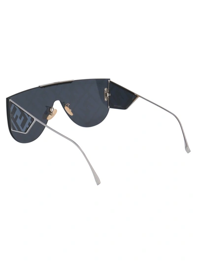 Shop Fendi Eyewear Ff Motif Shield Frame Sunglasses In Silver