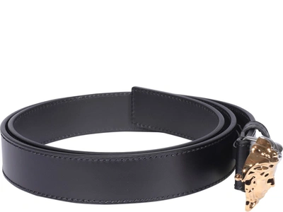 Shop Versace Medusa Buckle Belt In Black