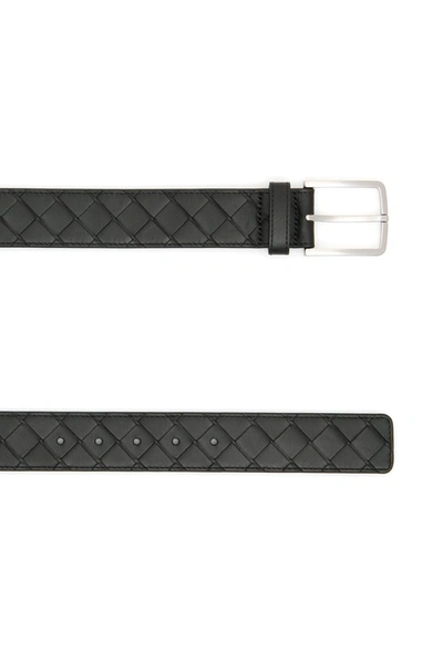 Shop Bottega Veneta Intreccio Belt In Black