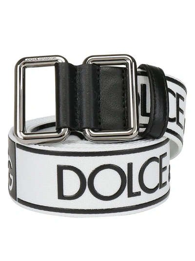 Shop Dolce & Gabbana Logo Tape Belt In White