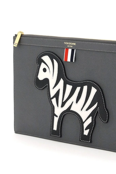 Shop Thom Browne Zebra Patch Wallet In Grey