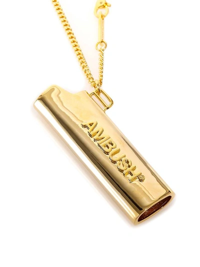 Shop Ambush Logo Lighter Case Necklace In Gold