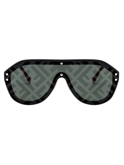 Shop Fendi Eyewear Ff Monogram Aviator Sunglasses In Silver