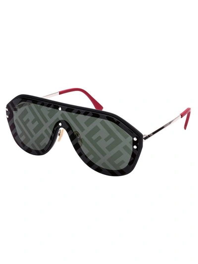 Shop Fendi Eyewear Ff Monogram Aviator Sunglasses In Silver