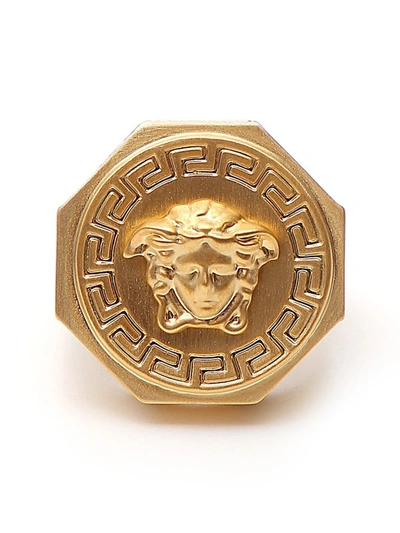 Shop Versace Greca And Medusa Ring In Gold