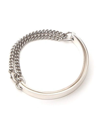 Shop Saint Laurent Double Chain Bracelet In Silver