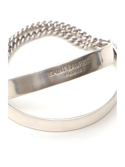 Shop Saint Laurent Double Chain Bracelet In Silver