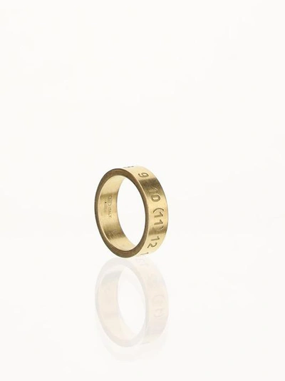 Shop Maison Margiela Logo Engraved Ring In Gold