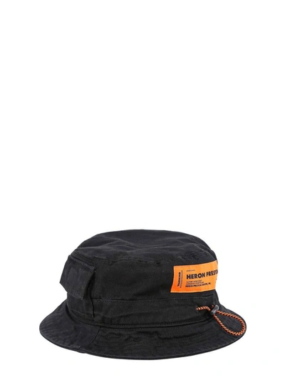 Shop Heron Preston Logo Patch Bucket Hat In Black