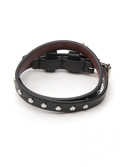 Shop Alexander Mcqueen Double Wrap Skull Charm Bracelet In Black