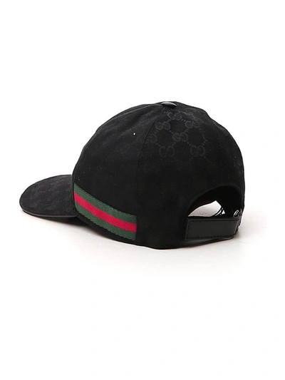 Shop Gucci Original Gg Web Baseball Cap In Black
