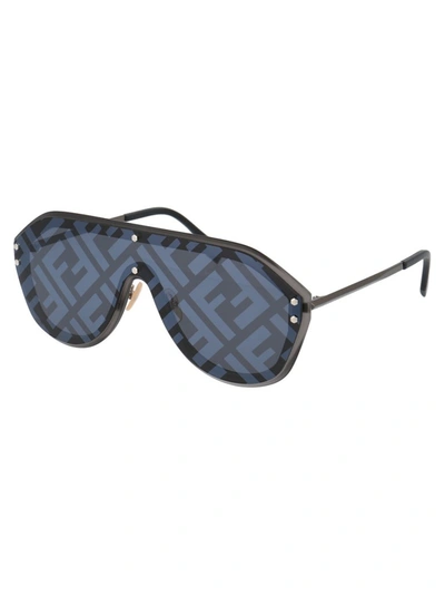 Shop Fendi Eyewear Ff Monogram Aviator Sunglasses In Black