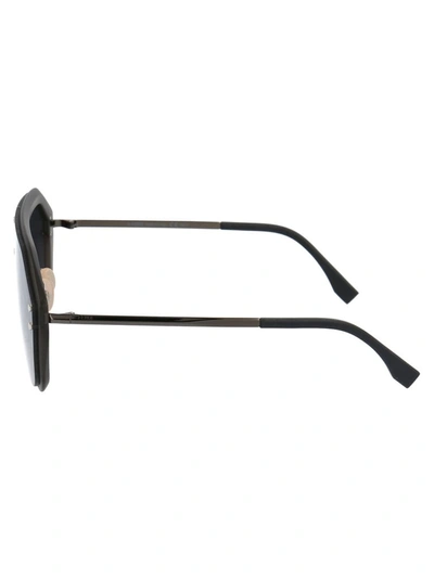 Shop Fendi Eyewear Ff Monogram Aviator Sunglasses In Black