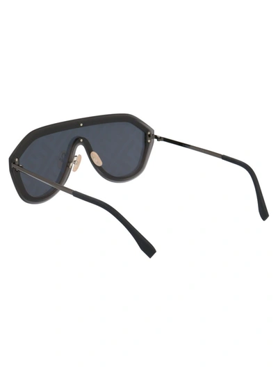 Shop Fendi Eyewear Ff Monogram Aviator Sunglasses In Black