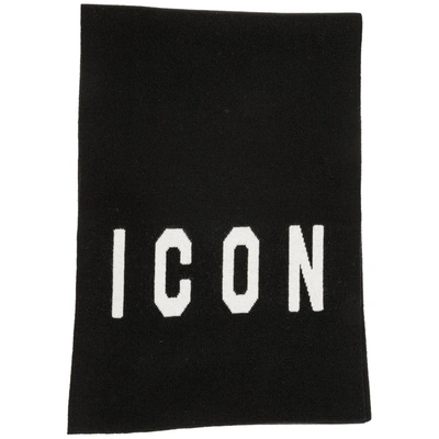 Shop Dsquared2 Icon Printed Scarf In Black