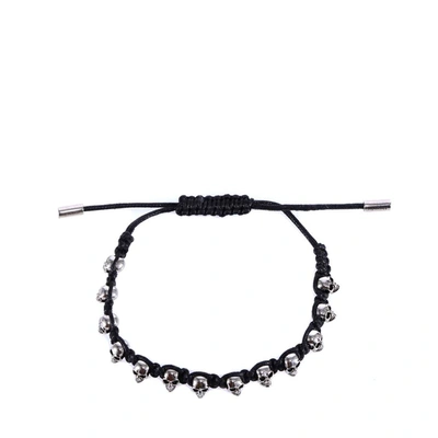 Shop Alexander Mcqueen Skull Woven Bracelet In Black