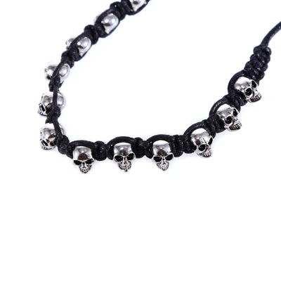 Shop Alexander Mcqueen Skull Woven Bracelet In Black