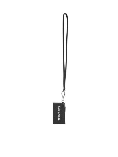 Shop Balenciaga Logo Strap Cardholder In Black