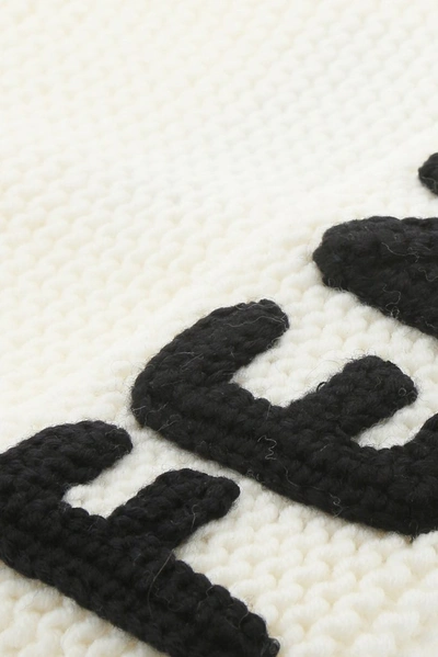 Shop Fendi Logo Motif Knit Beanie In White