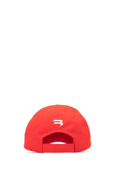 Shop Balenciaga Logo Embroidered Soccer Cap In Red