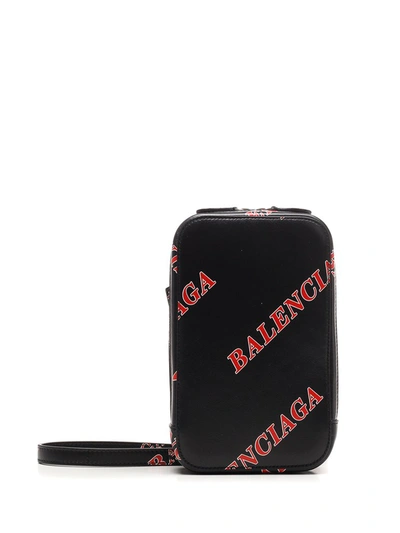 Shop Balenciaga Sporty Strapped Phone Holder In Black