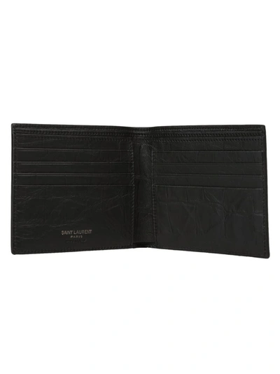 Shop Saint Laurent Signature Monogram Wallet In Black